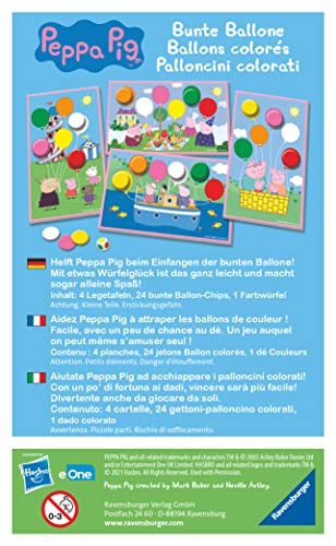 Ravensburger Juego de Regalo – 20853 – Globos Coloridos Peppa Pig – Divertido Juego de Dados de Colores para niños a Partir de 3 años