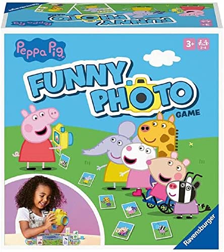 Ravensburger Peppa Pig Funny Photo Game, Juego de acción con los Personajes Populares de la Serie de televisión Peppa Pig, con práctica cámara de Juguete, para 2 a 4 niños a Partir de 3 años