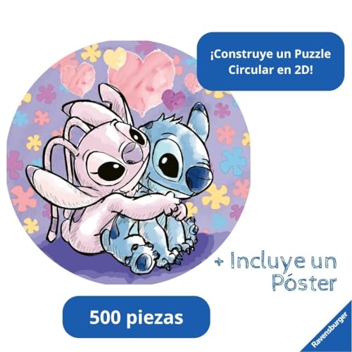 Ravensburger - Puzzle Circular Disney Stitch, Puzzle 2D, 500 Piezas, +12 Años, Puzzle Adultos