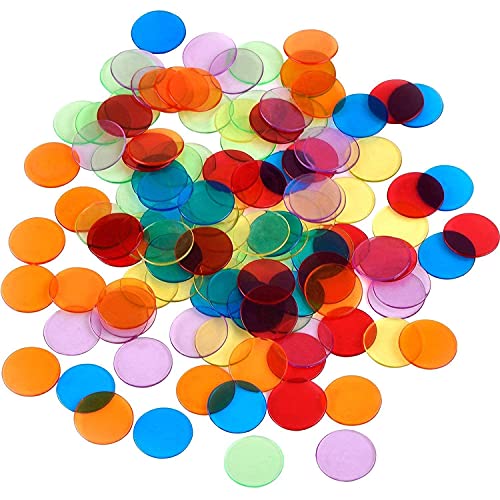 Reccisokz 120 unidades de contadores de color transparente con fichas de bingo marcadores de plástico con bolsa de almacenamiento