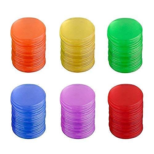 Reccisokz 120 unidades de contadores de color transparente con fichas de bingo marcadores de plástico con bolsa de almacenamiento