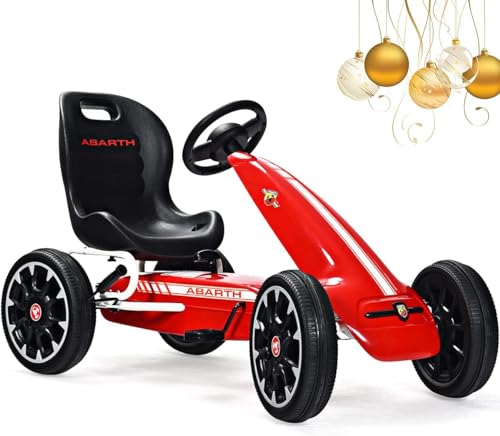 RELAX4LIFE Go Kart Pedales de Hierro con 4 Ruedas, Go Kart para Niños con Asiento Ajustable y Freno, para Niños de 3 a 8 Años (Rojo)