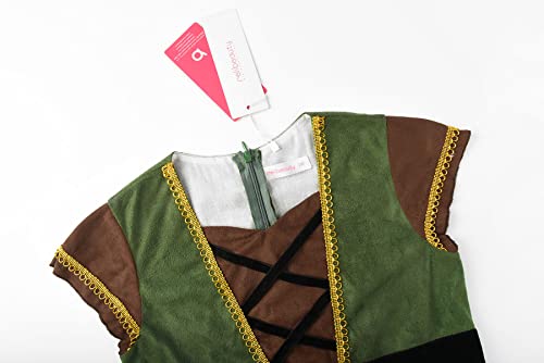 ReliBeauty Disfraz Robin Hood Niña Vestido de Arquero 3-12 años con Capa,100