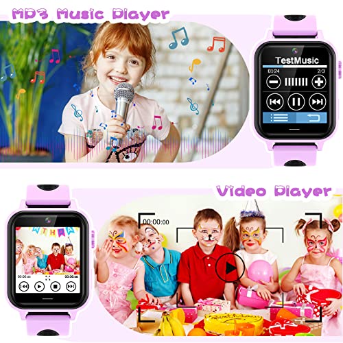 Reloj Inteligente para niños con 18 Juegos de Rompecabezas, Reproductor de música, Reloj Despertador de Video, calculadora de cámara, Regalos para niños y niñas de 3 a 12 años (púrpura)