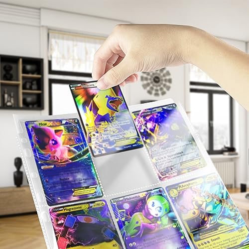 Relota 40 páginas fundas para cartas doble cara con 720 bolsillos, funda carta transparentes, protectores sobres 11 agujeros accesorios coleccionables para Pokémon, baloncesto, fútbol tarjetas