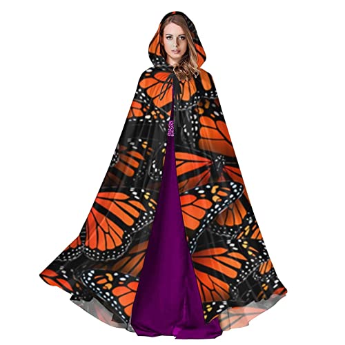 RFSHOP Capa de mariposas monarca, disfraz de bruja vampiro de Halloween, disfraz de cosplay con capucha, color negro