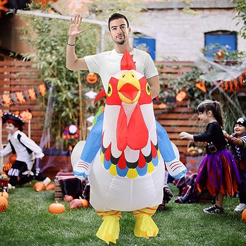 RHESHIN - Disfraz de gallo inflable inusual pollos, disfraz para fiesta de Halloween, Navidad, cosplay adulto niño (White)