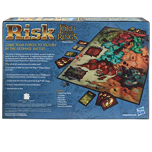 Risk: El Señor de los Anillos Trilogía Edition Juego de mesa de estrategia, juegos de mesa familiares, a partir de 10 años, para 2 a 4 jugadores (exclusivo de Amazon)