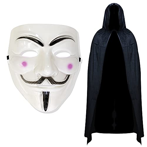 Robelli V de Vendetta máscara, con Capucha Capa & PUÑALES SAI Cuchillos Disfraz Juego