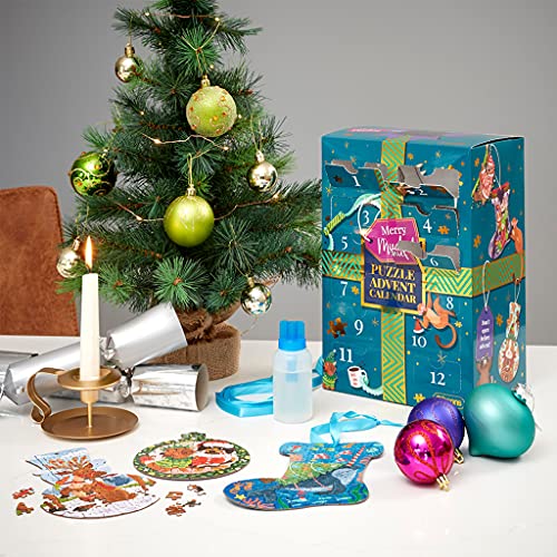 Rompecabezas de calendario de Adviento de Navidad, Feliz travesura, rompecabezas sostenible para adultos, gran regalo para adultos, Gibsons Games