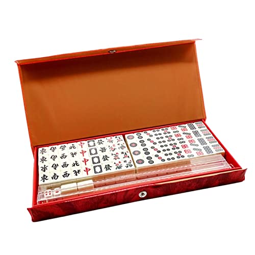 Rooeling Mahjong | Juego Mahjong Chino | Juego clásico Mahjong Juego Familiar | Set portátil Majiang con 144 fichas numeradas