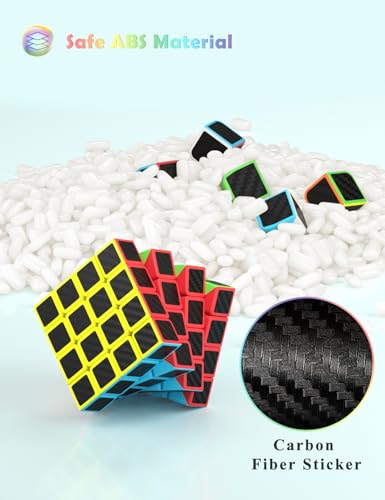 ROXENDA Cubo de Velocidad 4x4, Cubo Mágico 4x4x4 Etiqueta de Fibra de Carbono Super-Duradera con Colores Vivos (4x4x4)