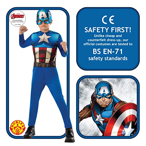Rubies Avengers - Disfraz de Capitán América para niño, talla infantil 3-4 años ( 610759-S)