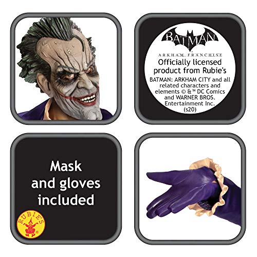 Rubie's - Disfraz de Joker de Batman Arkham City y máscara para adulto, talla única hasta 44 (I-880585STD)