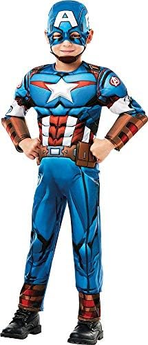 Rubie's Marvel Avengers Captain America Deluxe Disfraz infantil, color azul, 9-10 años (640889