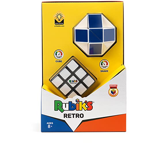 Rubik's-El Cubo diRubik L'Originale, Retro Pack, 3 x 3 + Snake, Rompecabezas Profesional, Edad 8+, 6062615 (Spin Master