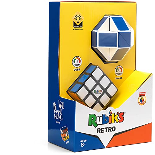 Rubik's-El Cubo diRubik L'Originale, Retro Pack, 3 x 3 + Snake, Rompecabezas Profesional, Edad 8+, 6062615 (Spin Master