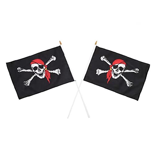 Ruluti Fiesta De Halloween 2pcs Bandera Pirata del Cráneo De La Bandera Pirata De Poliéster Decoración del Hogar 30x45cm Bandera Asustadiza