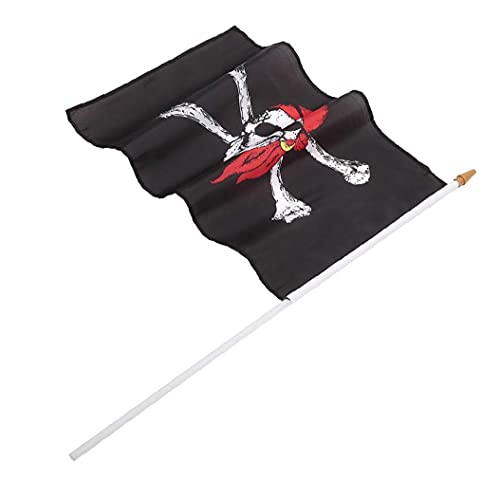 Ruluti Fiesta De Halloween 2pcs Bandera Pirata del Cráneo De La Bandera Pirata De Poliéster Decoración del Hogar 30x45cm Bandera Asustadiza