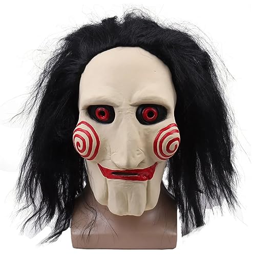 SC Products Máscara de rompecabezas de sierra de Halloween para adultos y niños | Disfraz de cosplay de terror de Halloween 2022 | Máscara de marioneta Billy | Disfraz de Halloween de terror