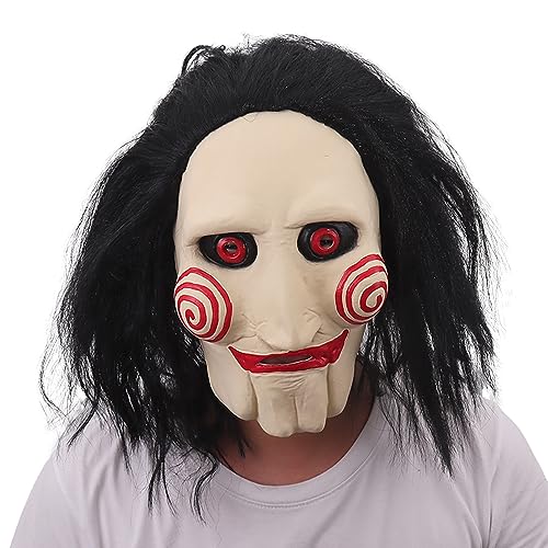 SC Products Máscara de rompecabezas de sierra de Halloween para adultos y niños | Disfraz de cosplay de terror de Halloween 2022 | Máscara de marioneta Billy | Disfraz de Halloween de terror