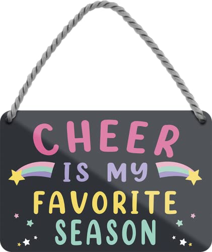 schilderkreis24 Cartel de chapa divertido con texto en inglés "Cheer is my Favorite Season", decoración divertida, vintage, retro, humor, idea de regalo para cumpleaños, Navidad, 18 x 12 cm