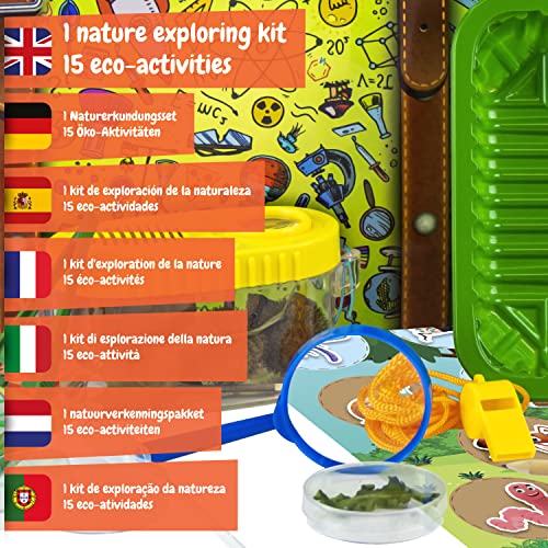 Science4you - Kit Explorador Niños 4 Años - Kit Ciencia con +15 Eco Actividades: Crea un Hormiguero, Utiliza la Linterna Infantil y Lupa para Niños, Juegos Educativos y Multi Idioma para Niños +4 Años