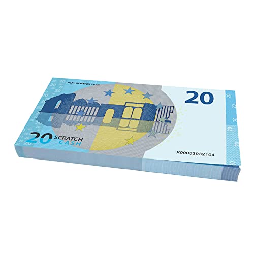 Scratch Cash 100 x € 20 Euro Money to Play (Tamaño Aumentado al 125% en comparación con el Dinero Real)