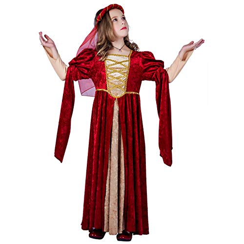 SEA HARE Vestido de Princesa de Niña Renacentista Medieval (S:4-6 años)