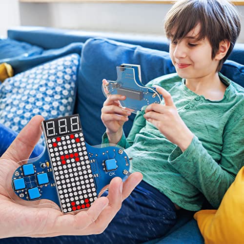 Seamuing DIY Consola de Juegos Kit de Mano Consola de Juegos clásica Kit de práctica de Soldadura con Cable USB y Estuche de acrílico para educación Escolar Stem Principiantes Adolescentes Adultos