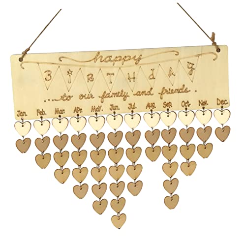 SEWACC 360 Piezas Calendario Colgante De Madera De Corazón Hanging Calendar Tablero De Recordatorios De Cumpleaños Calendarios De Pared De Madera Labello Decorar Bambú Madre Familiar