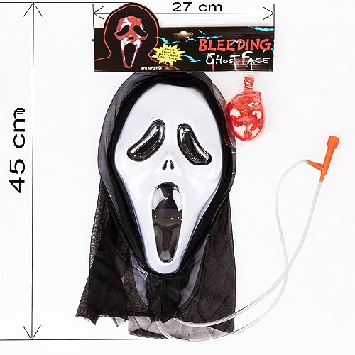 SHATCHI Máscara facial de Halloween con diseño de dos capas de fantasma, grito de miedo, efecto escalofriante realista, diseño de dos capas