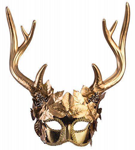 shoperama Máscara de Diana Artemis, diosa de caza con cuernos de ciervo, dorado, bosque, ciervo, mitología, cazadora, guerrera, espíritu bosque