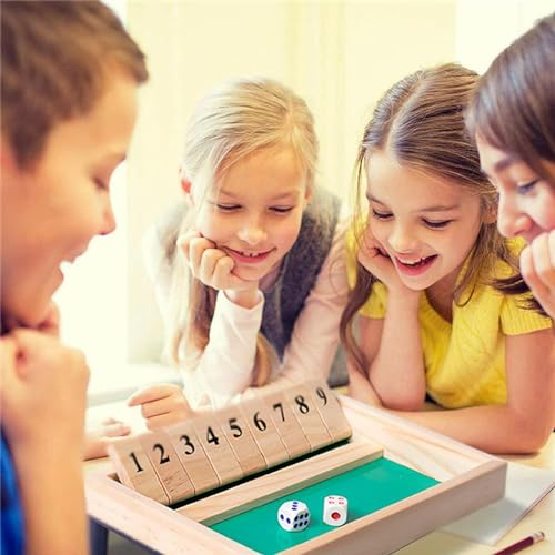 Shut The Box Game | Wooden Double Shutter Juego | Cerrar la caja, juego de dados con tapa de 9 números para niños, adultos, familias