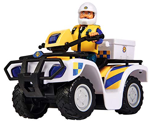 Simba 109251093 – Bombero Sam Policía Quad, con Figura de Malcolm, con Accesorios, Temporada 12, a Partir de 3 años