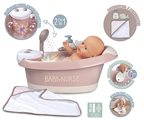 Simba Smoby - Baby Nurse Bañera SPA, Función de Chorro de Agua y Burbujas, para Muñecos de hasta 42 cm (7600220368), 220368