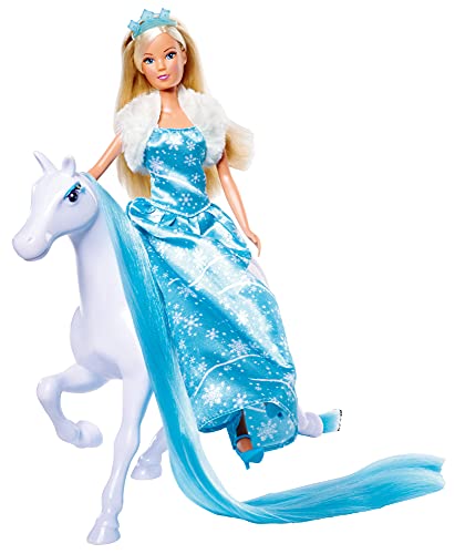 Simba Steffi Love Snow Dream 105733522 - Trineo de Cuento de Hadas con Caballo y Steffi como Princesa de Hielo, 50 cm, muñeca de 29 cm, Adecuado para niños a Partir de 3 años