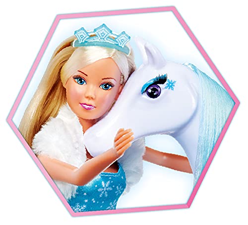 Simba Steffi Love Snow Dream 105733522 - Trineo de Cuento de Hadas con Caballo y Steffi como Princesa de Hielo, 50 cm, muñeca de 29 cm, Adecuado para niños a Partir de 3 años