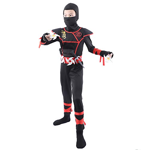 Sincere Party 9 trajes Ninja samuráis para niños neutros, trajes Ninja para juegos de rol, con accesorios 7-9 años
