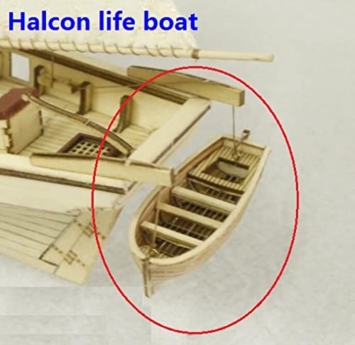 SIourso Maquetas De Barcos Escala De Envío 1:100 Velero De Madera Halcon1840 Modelo De Barco + Bote Salvavidas + Kits De Actualizaciones De Latón