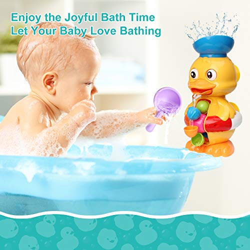 Sitodier Juguetes de Baño para Bebés de 2 a 3 Años, Juguetes de Pato para Niños de 18 Meses+ con Ventosas Fuertes y Cuchara de Agua, Divertido Juguete de Baño para Niños Niñas de 2 a 4 Años