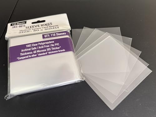 Sleeve Kings - Fundas cuadradas medianas para tarjetas de 80 mm x 80 mm, paquete de 110