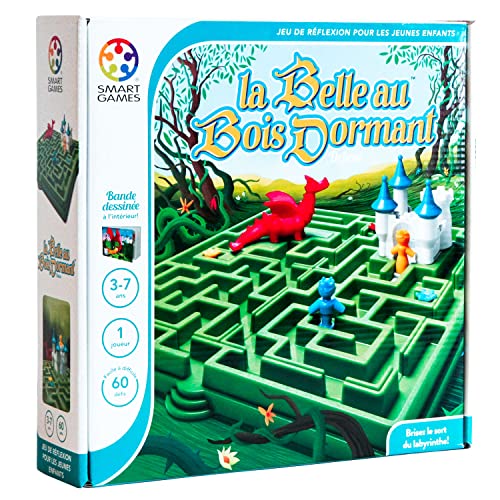 SmartGames – La Belle au Bois Dormant – Juego de reflexión – 60 desafíos de Nivel fácil a difícil – Rompe el Destino del Laberinto – Dibujos Animados incluidos – 1 Jugador – para niños de 3 a 7 años