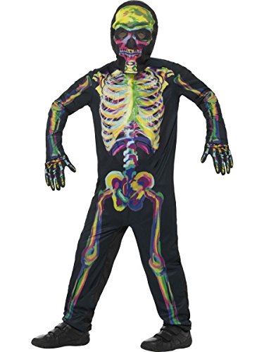 Smiffys-45124S Disfraz de Esqueleto Que Brilla en la Oscuridad, con Traje Entero, m, Multicolor, S-Edad 4-6 años (Smiffy'S 45124S)