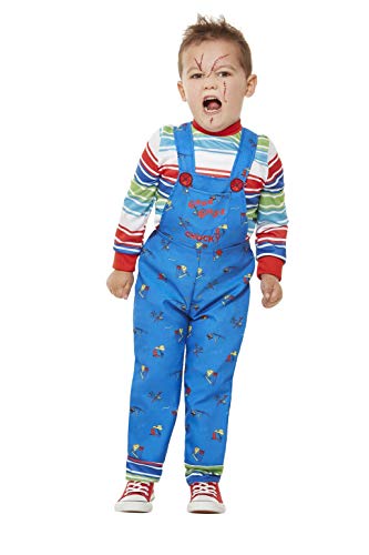 Smiffys Chucky Disfraz licencia oficial, color azul, Toddler-3-4 Years (61027T2)