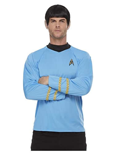 Smiffys Sciences Producto oficial de Star Trek, uniforme de ciencias de la serie original, color azul, S-Size 34"-36" (52339S)