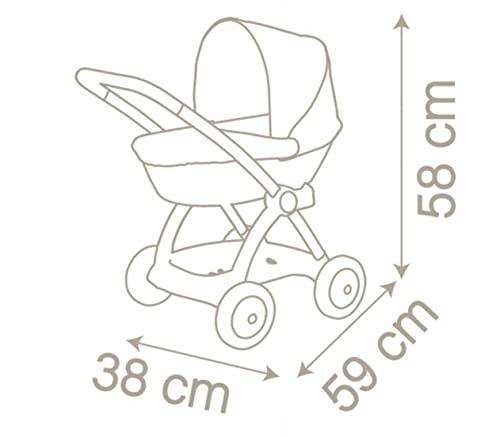 Smoby - Baby Nurse Cochecito Pop Pram, Estructura de Metal, para Muñecos de hasta 42cm, Adecuado a Partir de 18 Meses (7600254118)