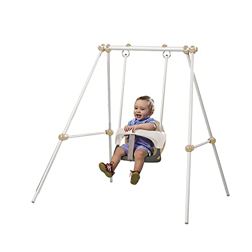 Smoby - Baby Swing, Columpio Apto para Interior y Exterior, Estructura de Metal Segura, Estable y Resistente, Color Beige, Adecuado a Partir de 6 Meses - 120 x 124 x 120 cm