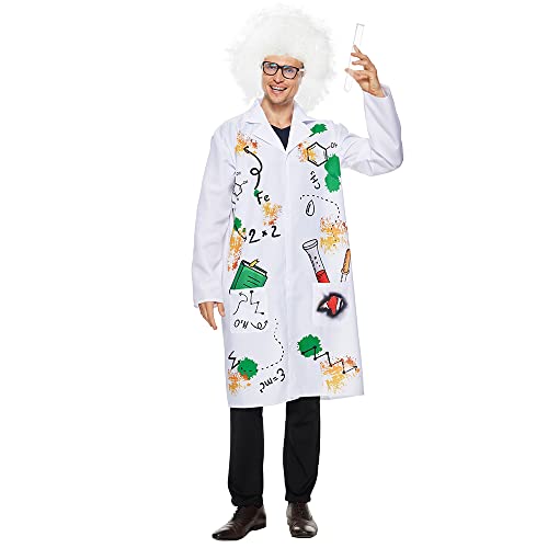 Snailify disfraz de científico loco para hombres adultos bata de laboratorio trajes de juego de rol de Halloween con pelucas
