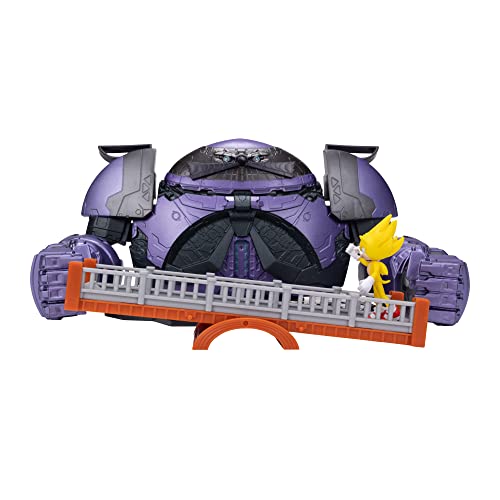Sonic The Hedgehog – Juego de Mesa Set de Batalla Eggman y Figura Exclusiva Super Sonic de 6 cm – El Set de Batalla Tiene Mecanismos Interactivos – Juguete para Mayores de 3 Años